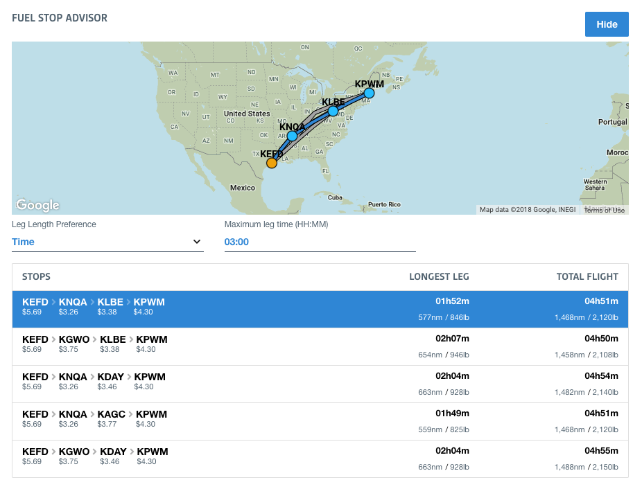 airplane trip planner